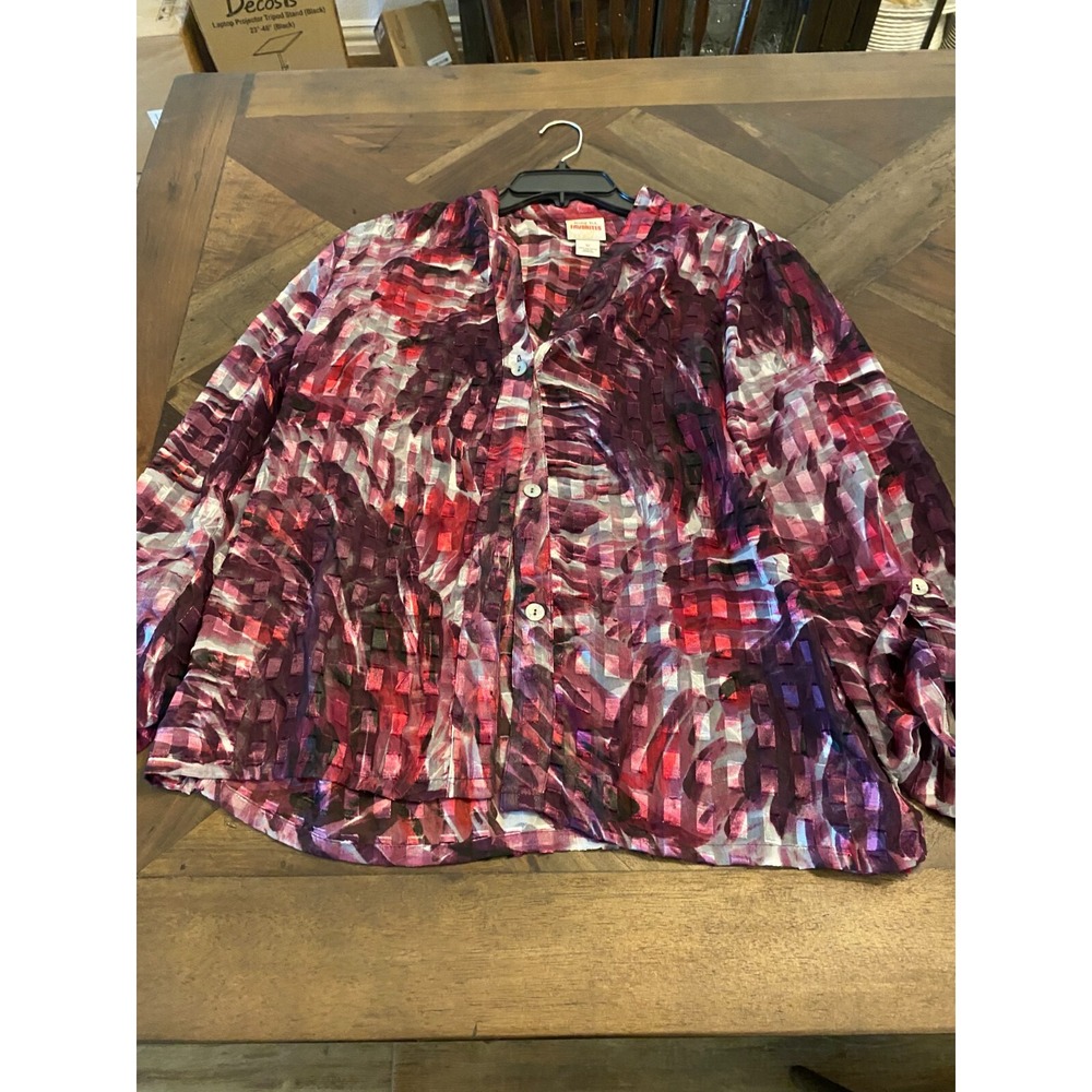 Ruby Rd. Favorites Women's Blouse Purple Size 12 Sheer Dress Shirt‎